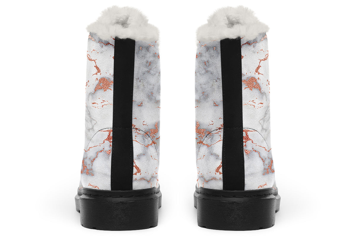 Marble Blush Faux Fur Boots - Offbeat Sweetie