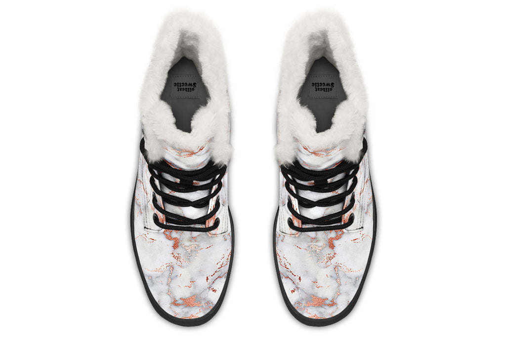 Marble Blush Faux Fur Boots - Offbeat Sweetie