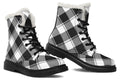 Black And White Plaid Faux Fur Boots