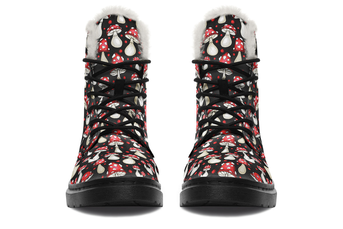 Mushrooms Faux Fur Boots - Offbeat Sweetie