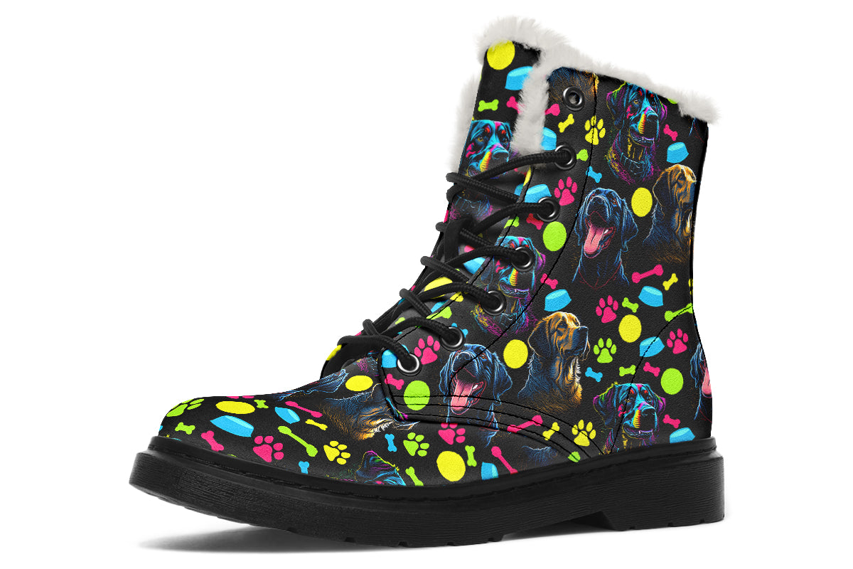 Neon Dogs Faux Fur Boots - Offbeat Sweetie