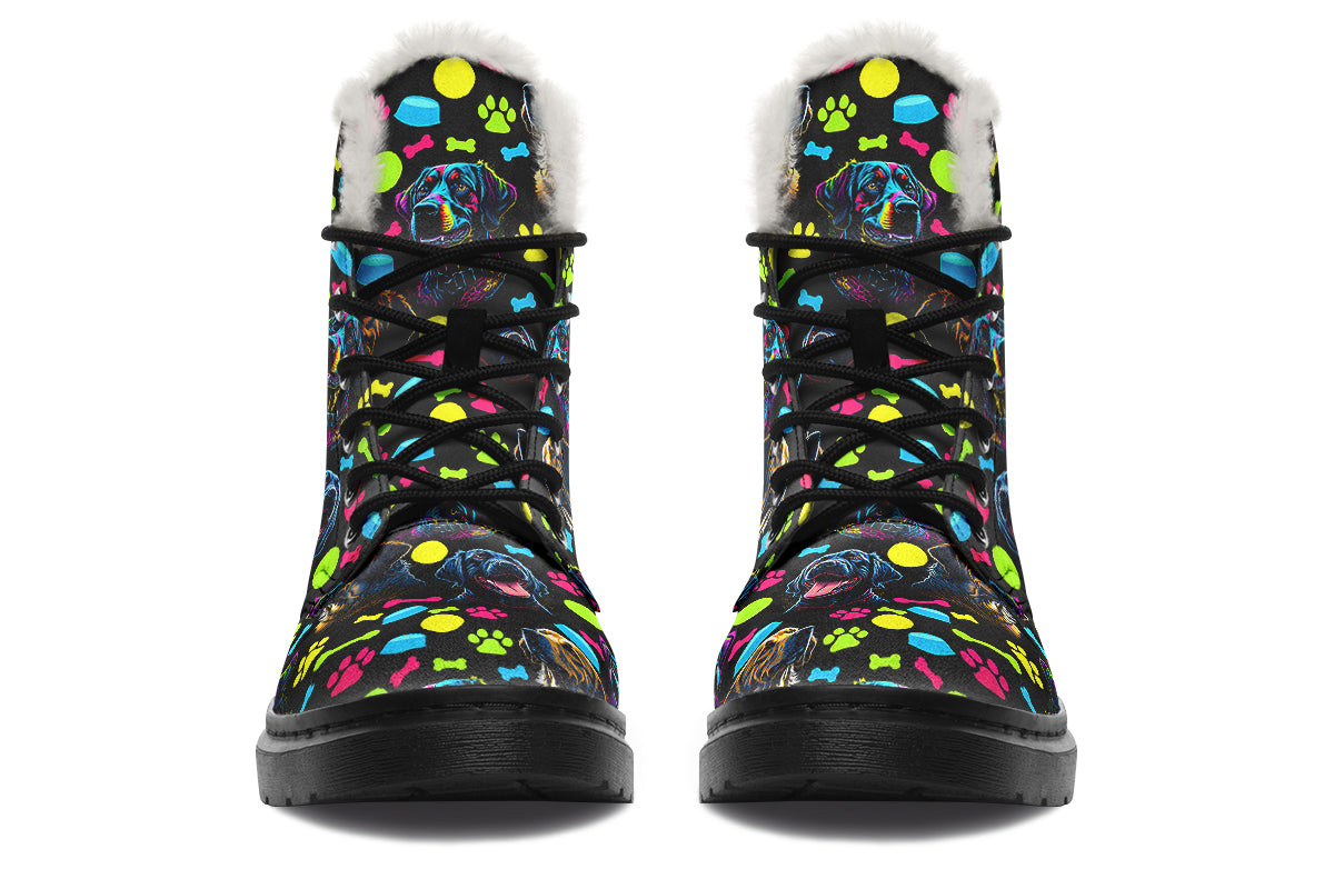 Neon Dogs Faux Fur Boots - Offbeat Sweetie
