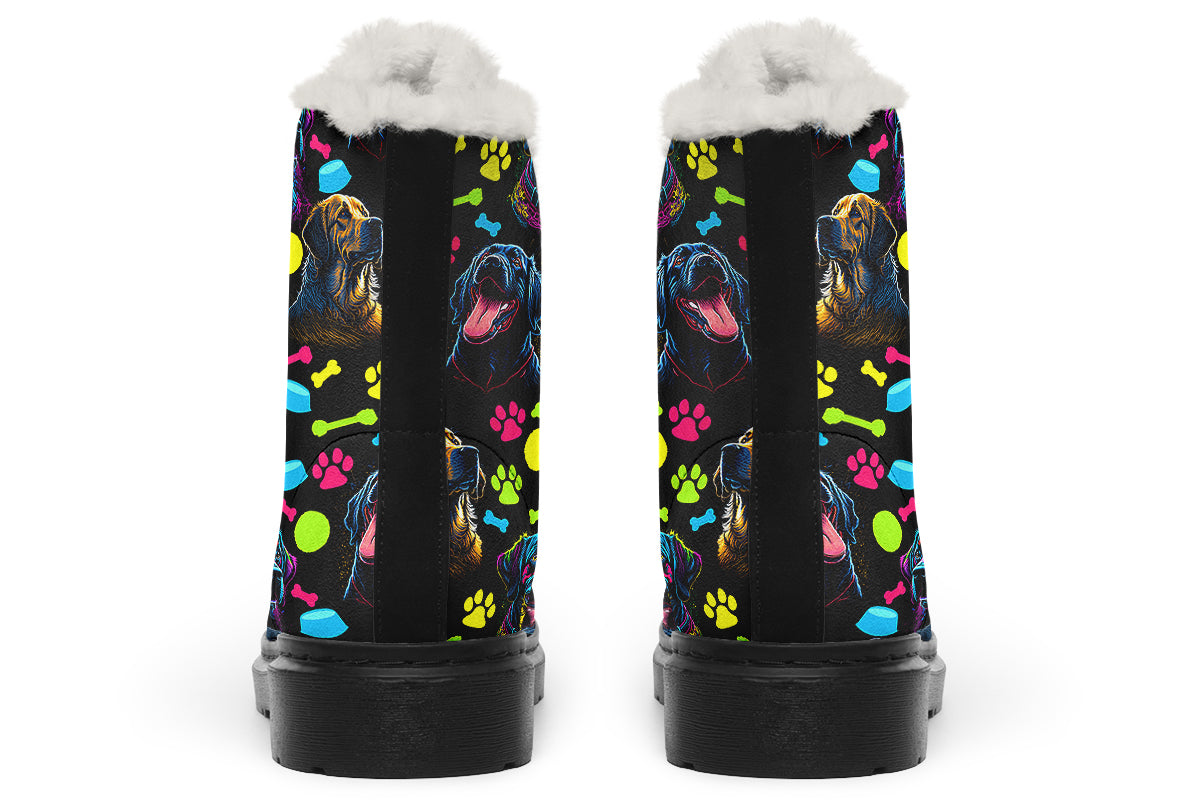 Neon Dogs Faux Fur Boots - Offbeat Sweetie