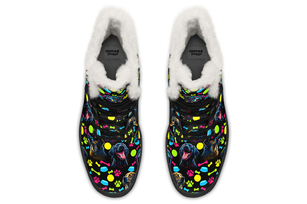Neon Dogs Faux Fur Boots - Offbeat Sweetie