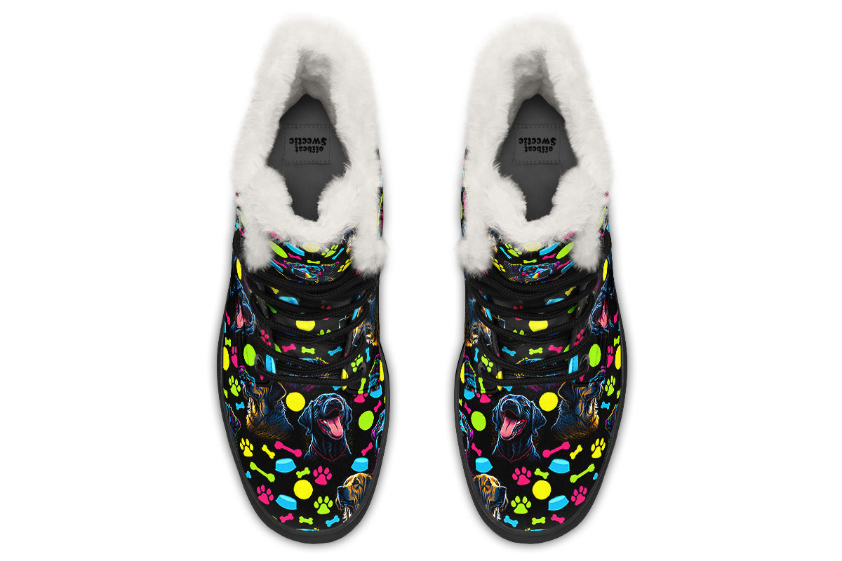 Neon Dogs Faux Fur Boots - Offbeat Sweetie
