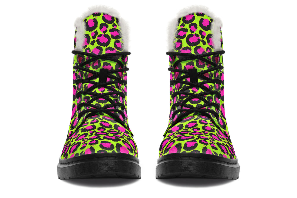 Neon Leopard Faux Fur Boots - Offbeat Sweetie