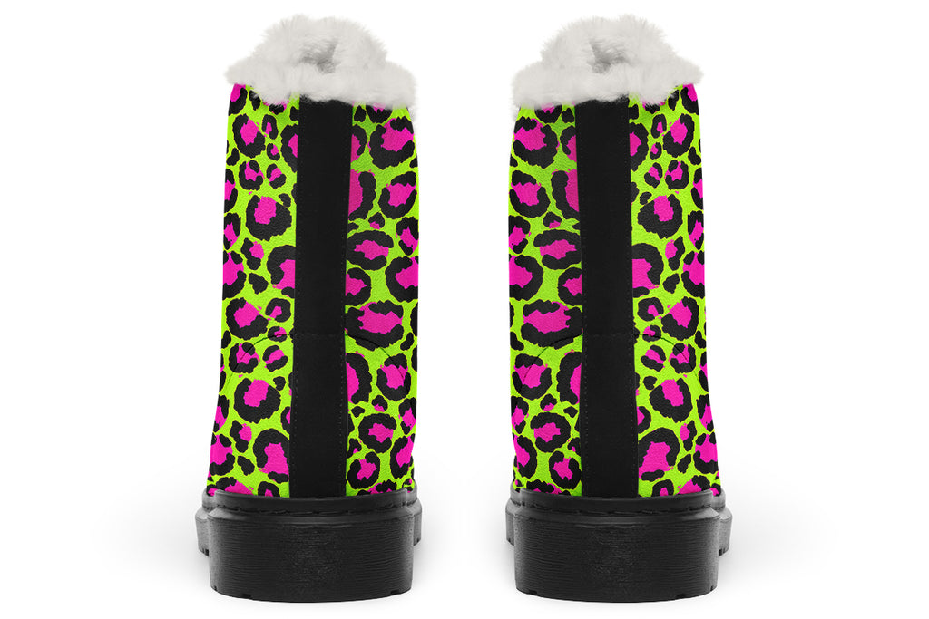 Neon Leopard Faux Fur Boots - Offbeat Sweetie