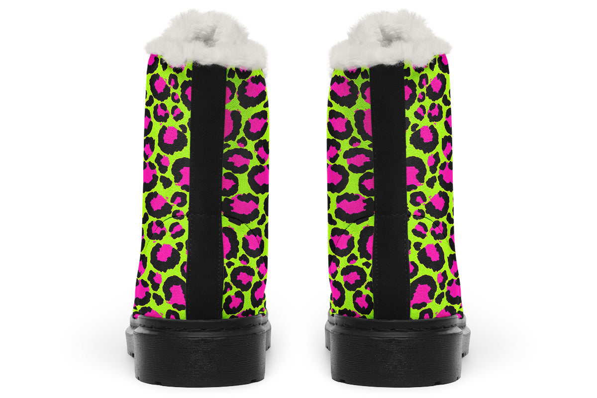 Neon Leopard Faux Fur Boots - Offbeat Sweetie