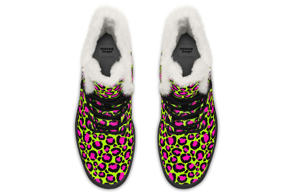 Neon Leopard Faux Fur Boots - Offbeat Sweetie