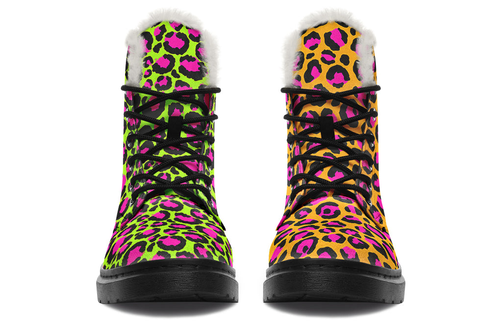 Neon Leopard x Neon Safari Mismatch Faux Fur Boots