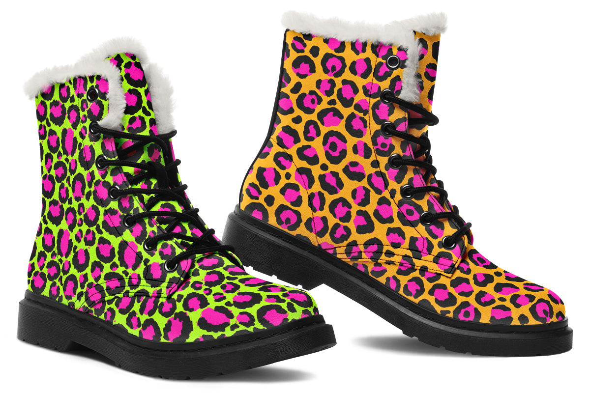Neon Leopard x Neon Safari Mismatch Faux Fur Boots