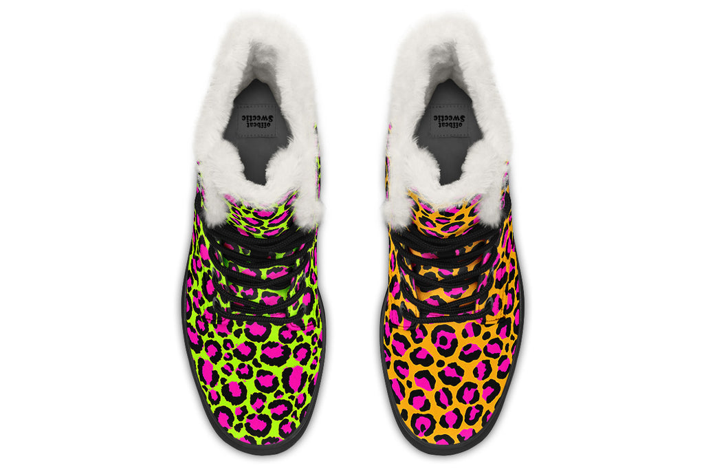 Neon Leopard x Neon Safari Mismatch Faux Fur Boots