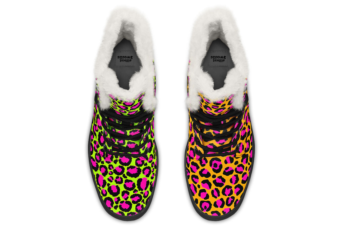 Neon Leopard x Neon Safari Mismatch Faux Fur Boots
