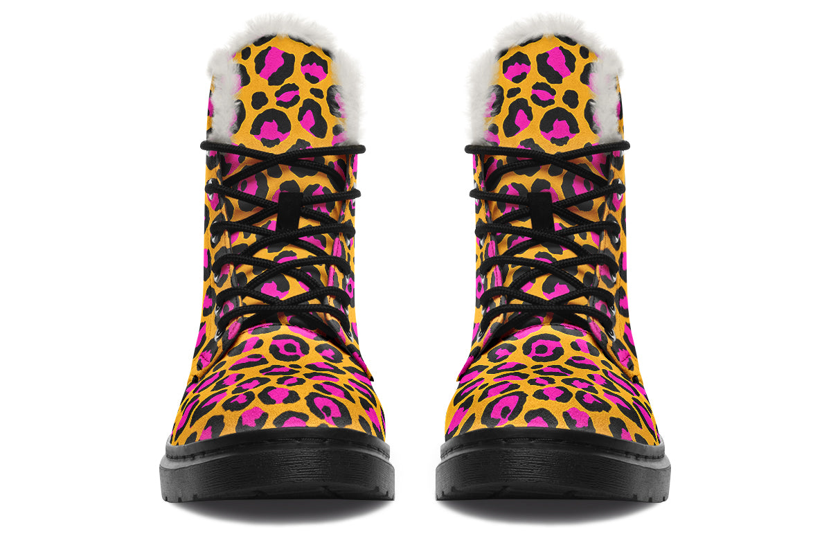 Neon Safari Faux Fur Boots