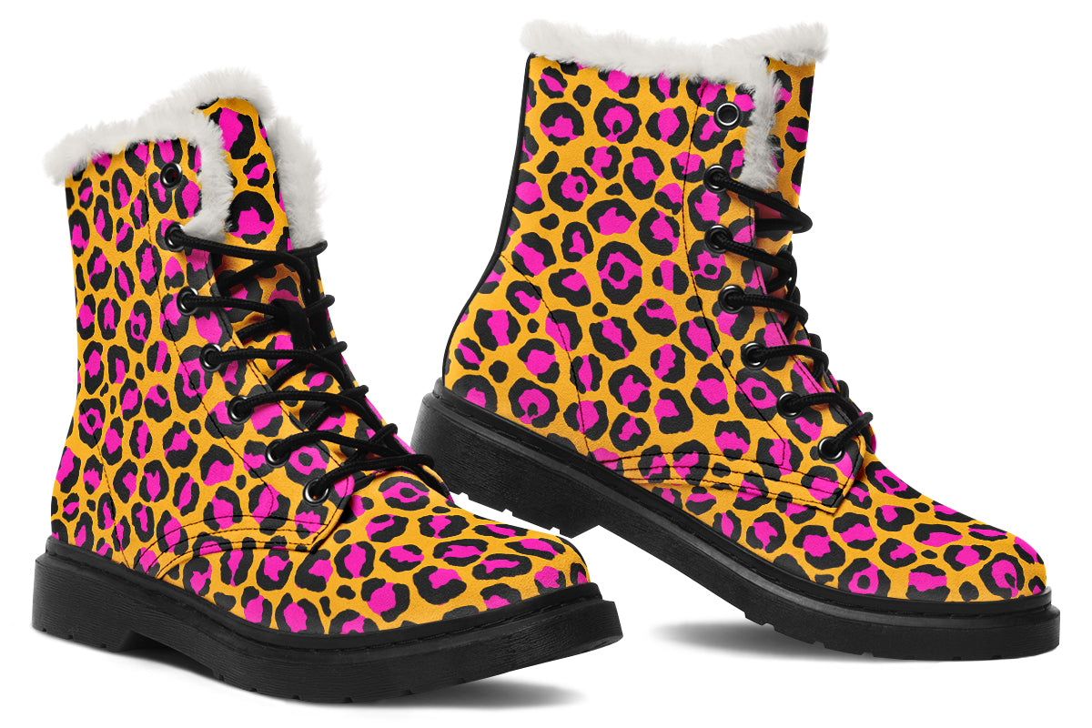 Neon Safari Faux Fur Boots