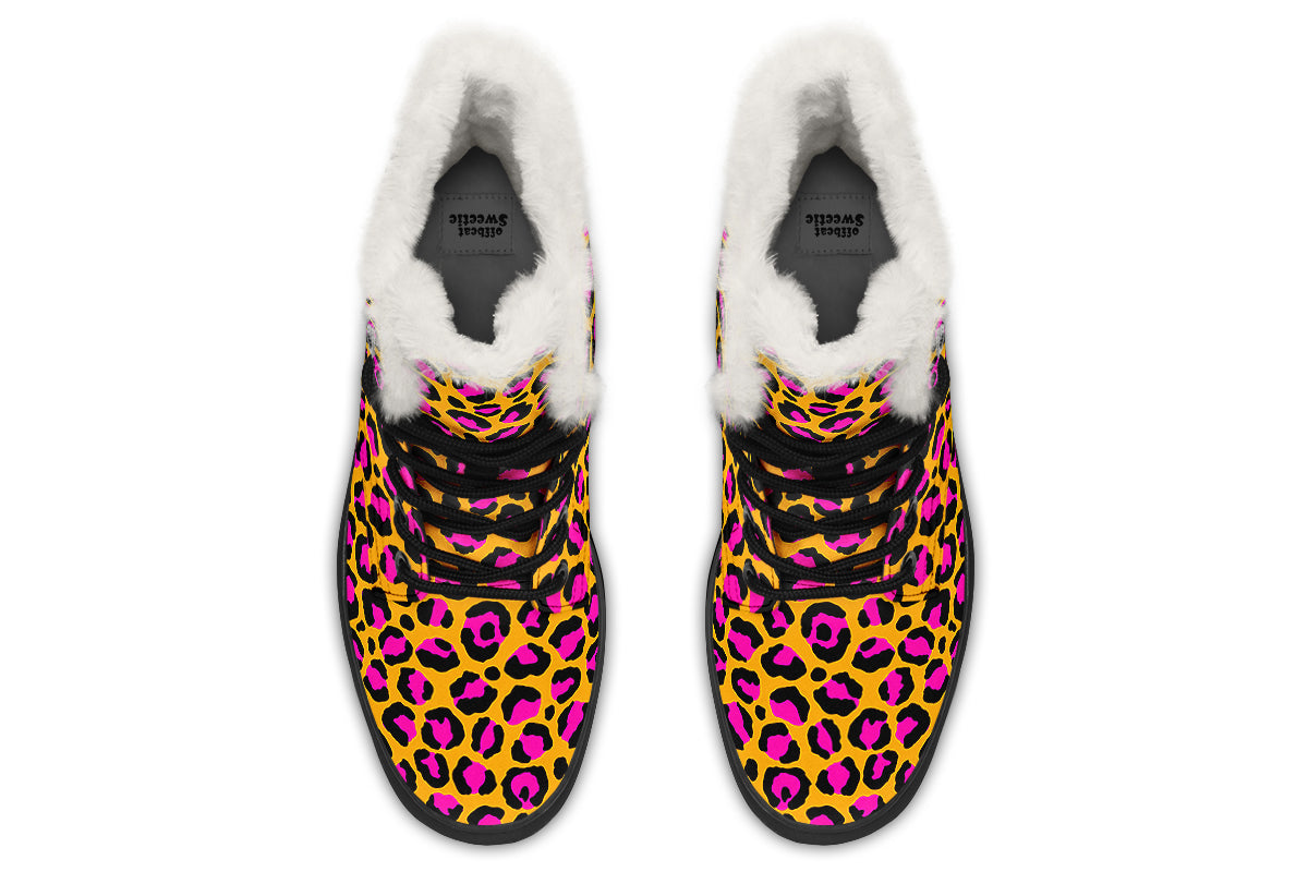 Neon Safari Faux Fur Boots