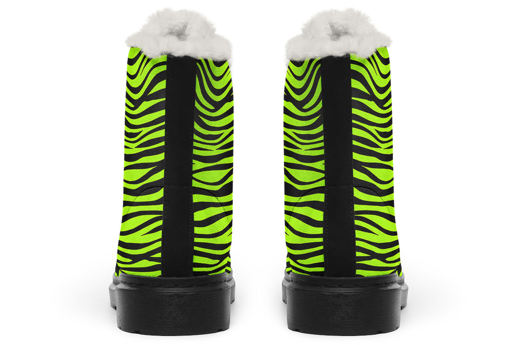 Neon Zebra Faux Fur Boots - Offbeat Sweetie