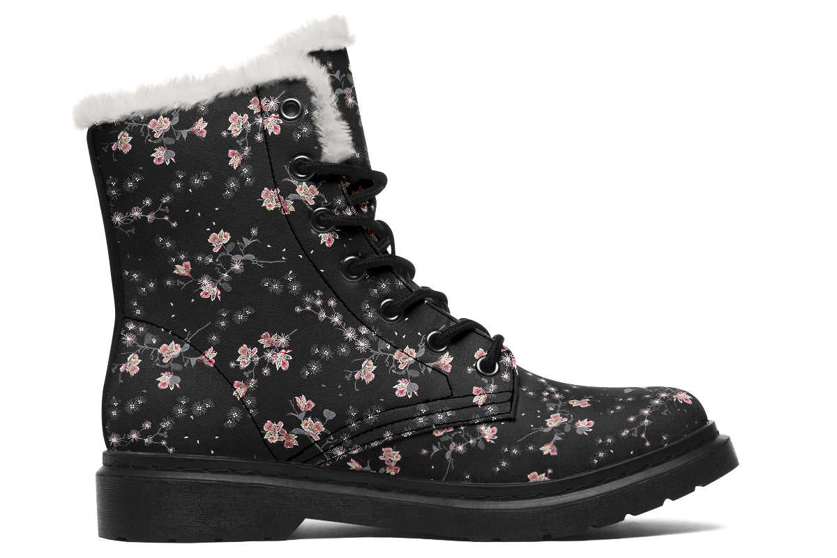 Night Garden Faux Fur Boots - Offbeat Sweetie