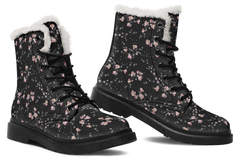 Night Garden Faux Fur Boots - Offbeat Sweetie