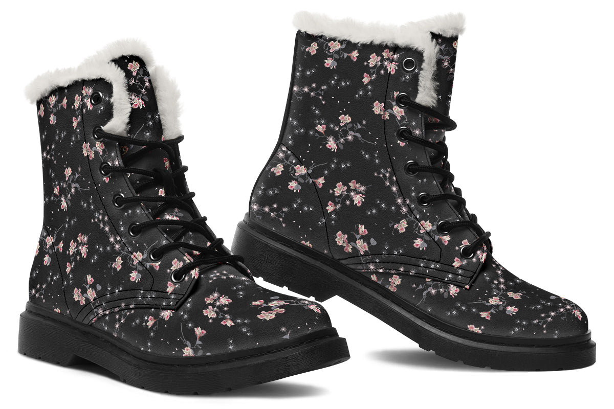 Night Garden Faux Fur Boots - Offbeat Sweetie