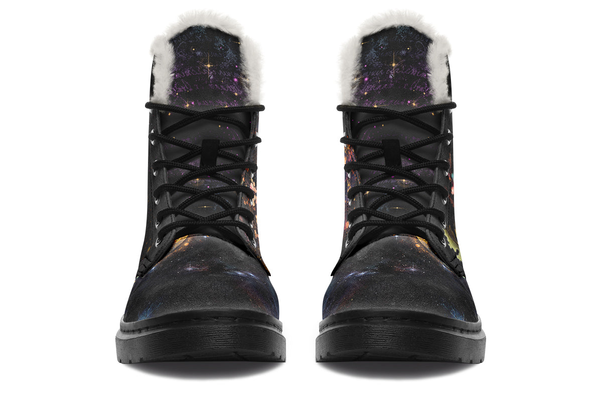 Owls Faux Fur Boots - Offbeat Sweetie