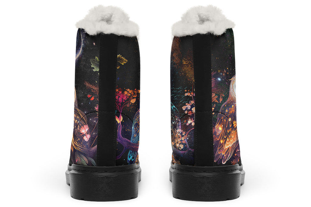 Owls Faux Fur Boots - Offbeat Sweetie