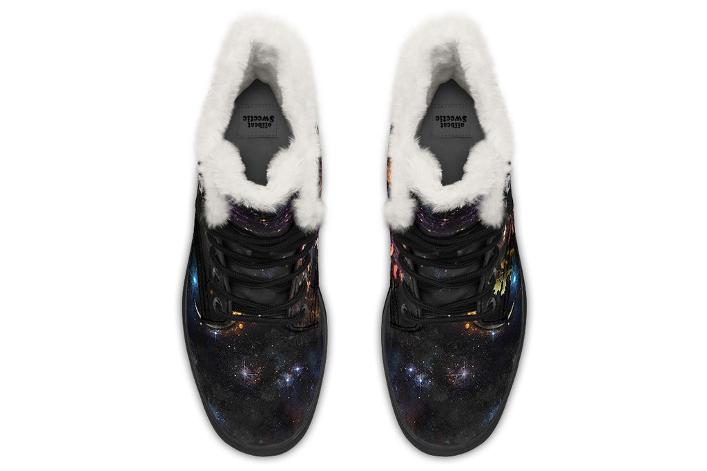 Owls Faux Fur Boots - Offbeat Sweetie