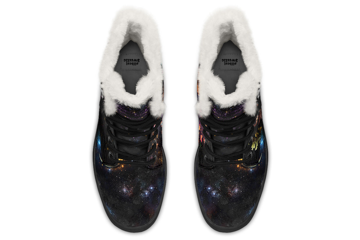 Owls Faux Fur Boots - Offbeat Sweetie