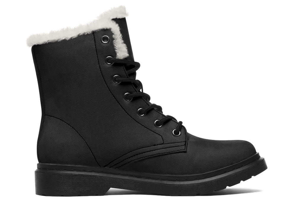 Paint It Black Faux Fur Boots - Offbeat Sweetie