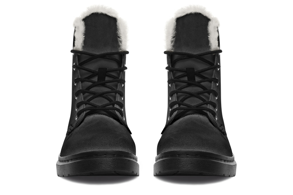 Paint It Black Faux Fur Boots - Offbeat Sweetie