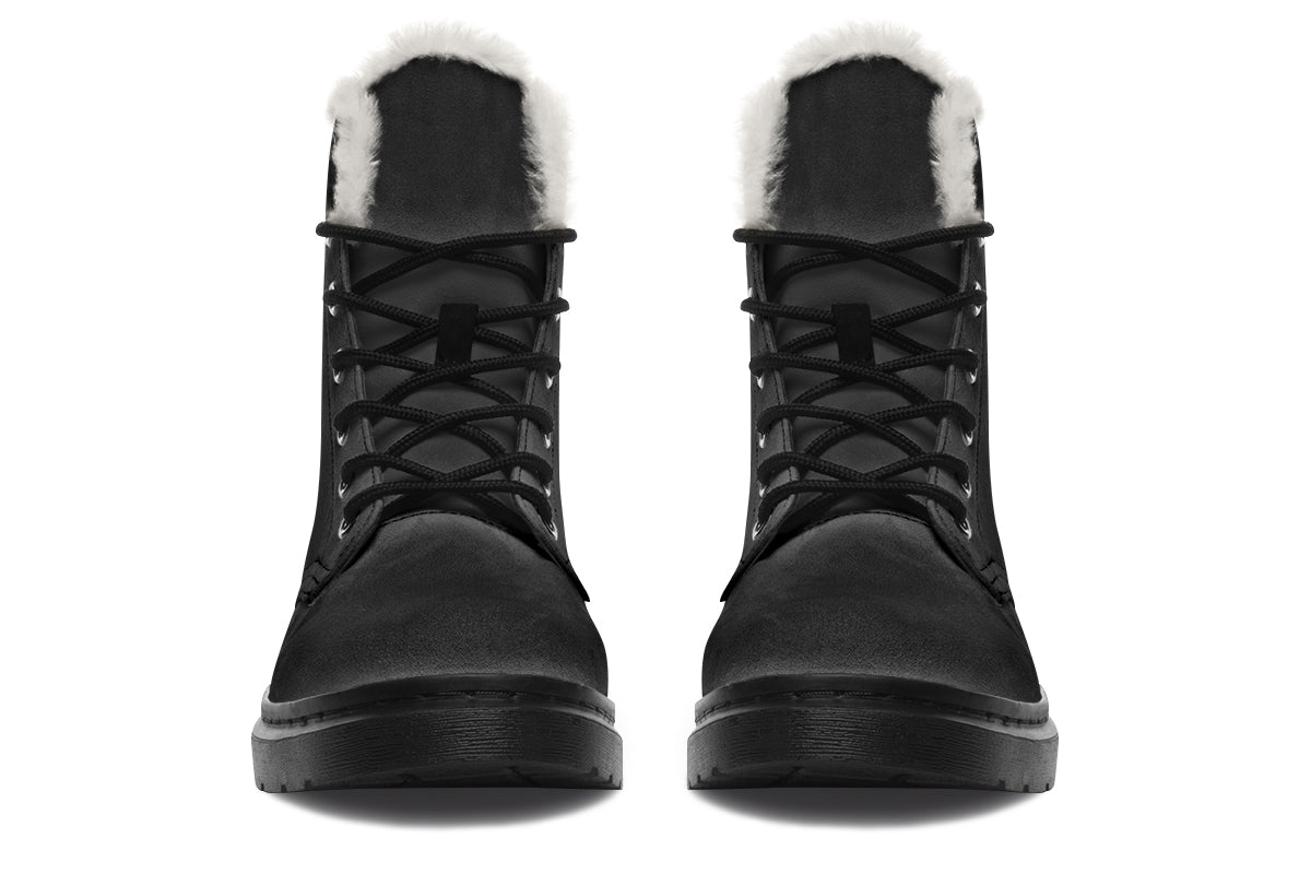 Paint It Black Faux Fur Boots - Offbeat Sweetie