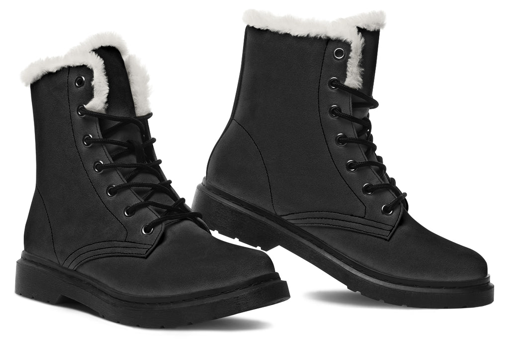 Paint It Black Faux Fur Boots - Offbeat Sweetie