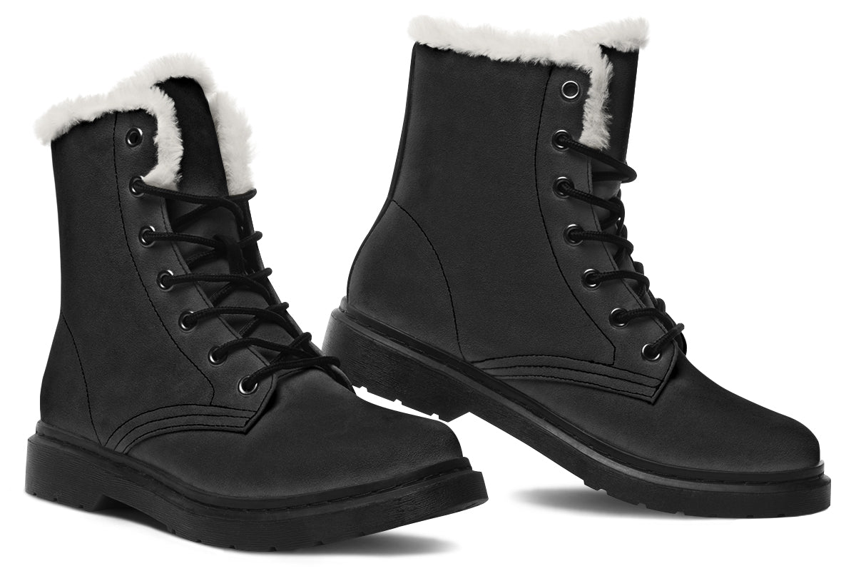 Paint It Black Faux Fur Boots - Offbeat Sweetie