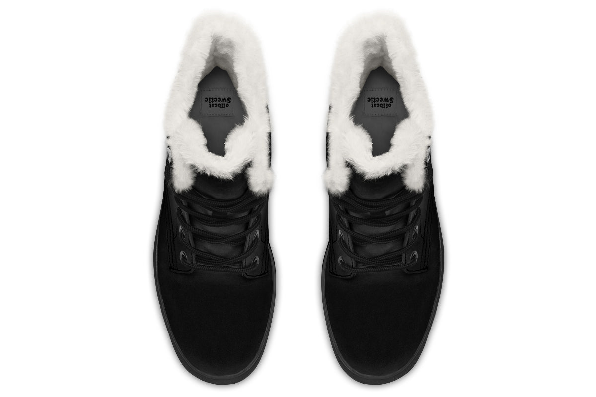 Paint It Black Faux Fur Boots - Offbeat Sweetie