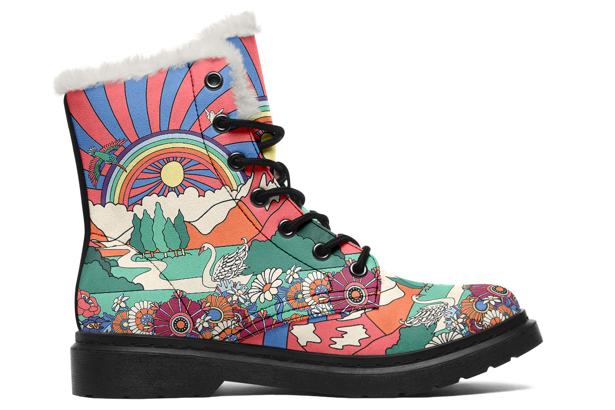 Peace And Love Faux Fur Boots - Offbeat Sweetie