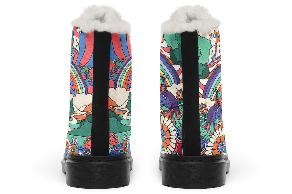 Peace And Love Faux Fur Boots - Offbeat Sweetie