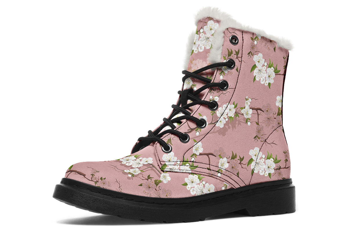 Peach Blossoms Faux Fur Boots - Offbeat Sweetie