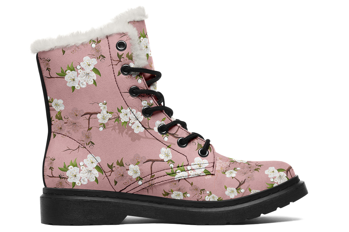 Peach Blossoms Faux Fur Boots - Offbeat Sweetie