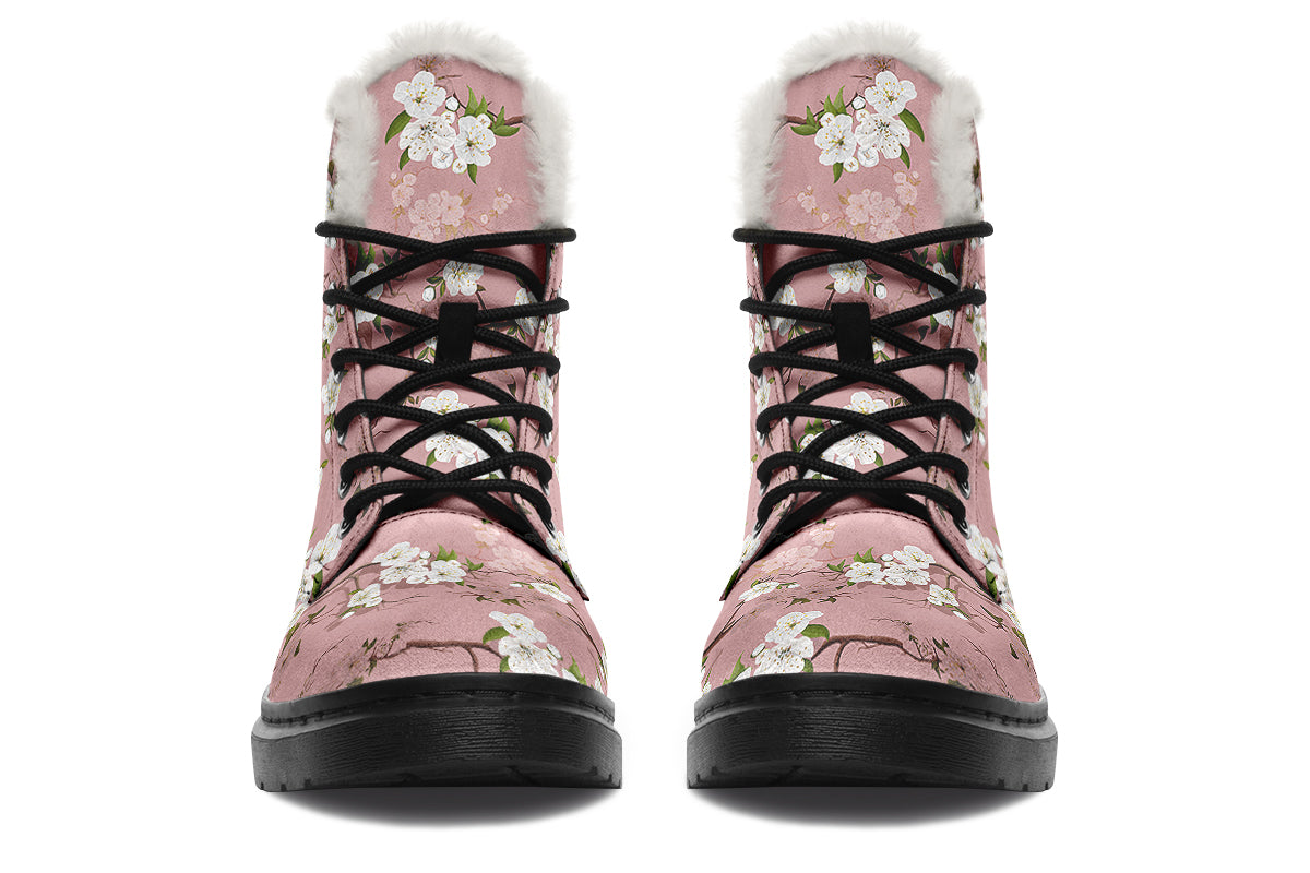Peach Blossoms Faux Fur Boots - Offbeat Sweetie