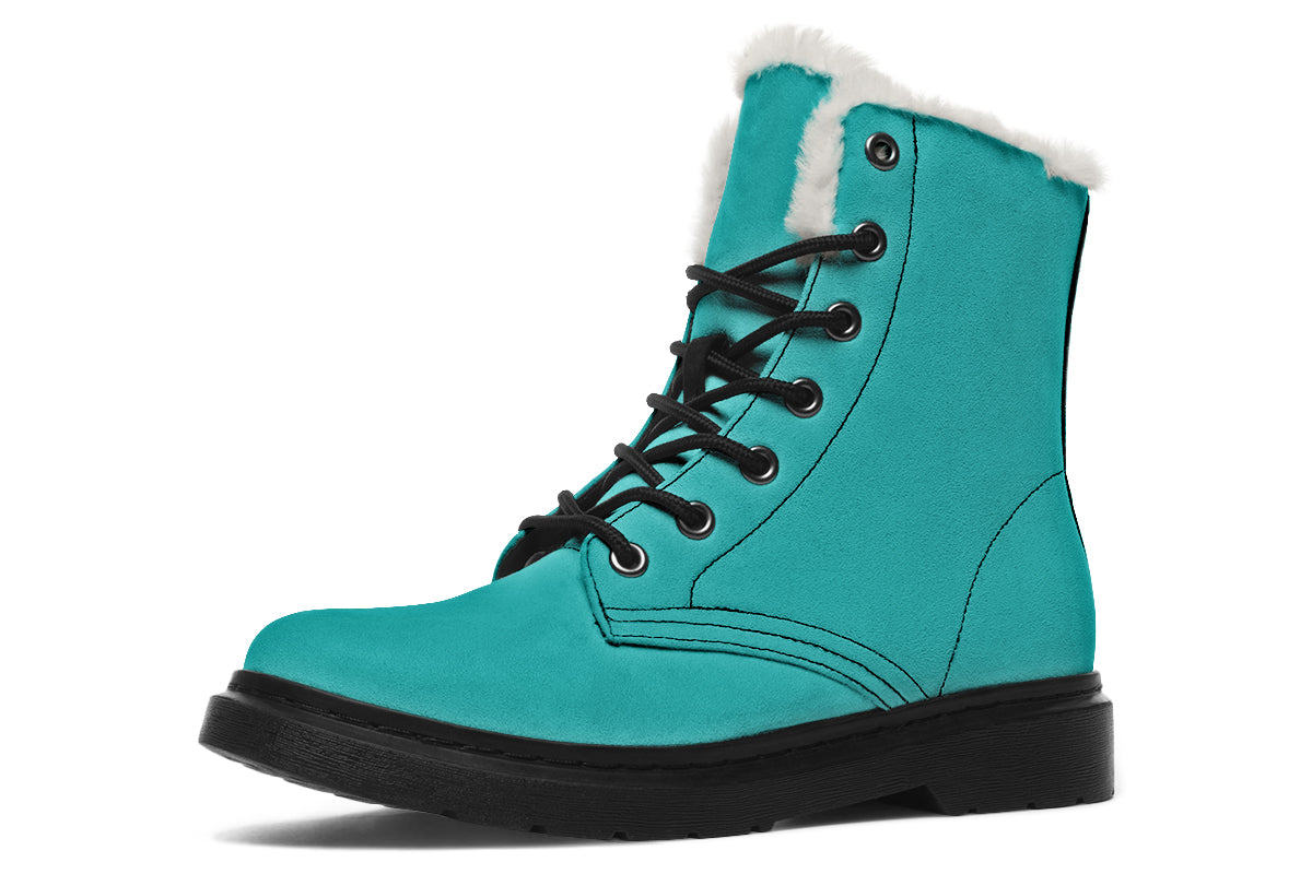 Pennyroyal Teal Faux Fur Boots - Offbeat Sweetie
