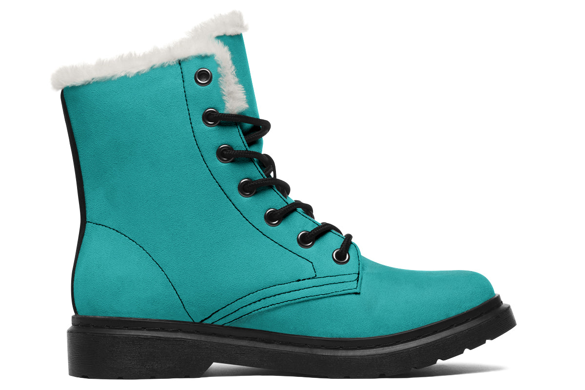 Pennyroyal Teal Faux Fur Boots - Offbeat Sweetie
