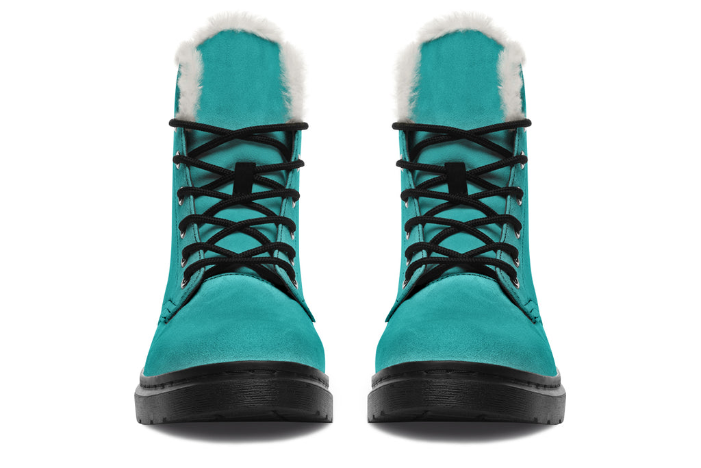Pennyroyal Teal Faux Fur Boots - Offbeat Sweetie