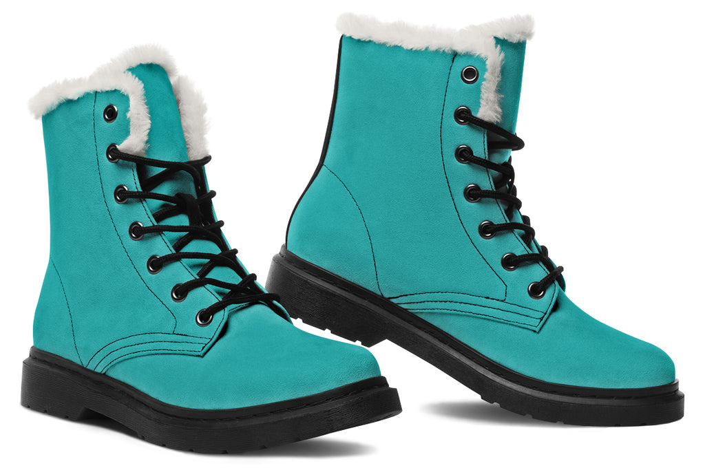 Pennyroyal Teal Faux Fur Boots - Offbeat Sweetie