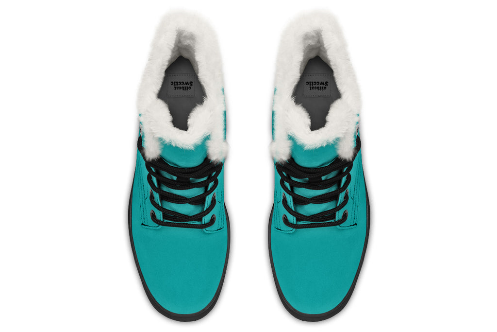 Pennyroyal Teal Faux Fur Boots - Offbeat Sweetie