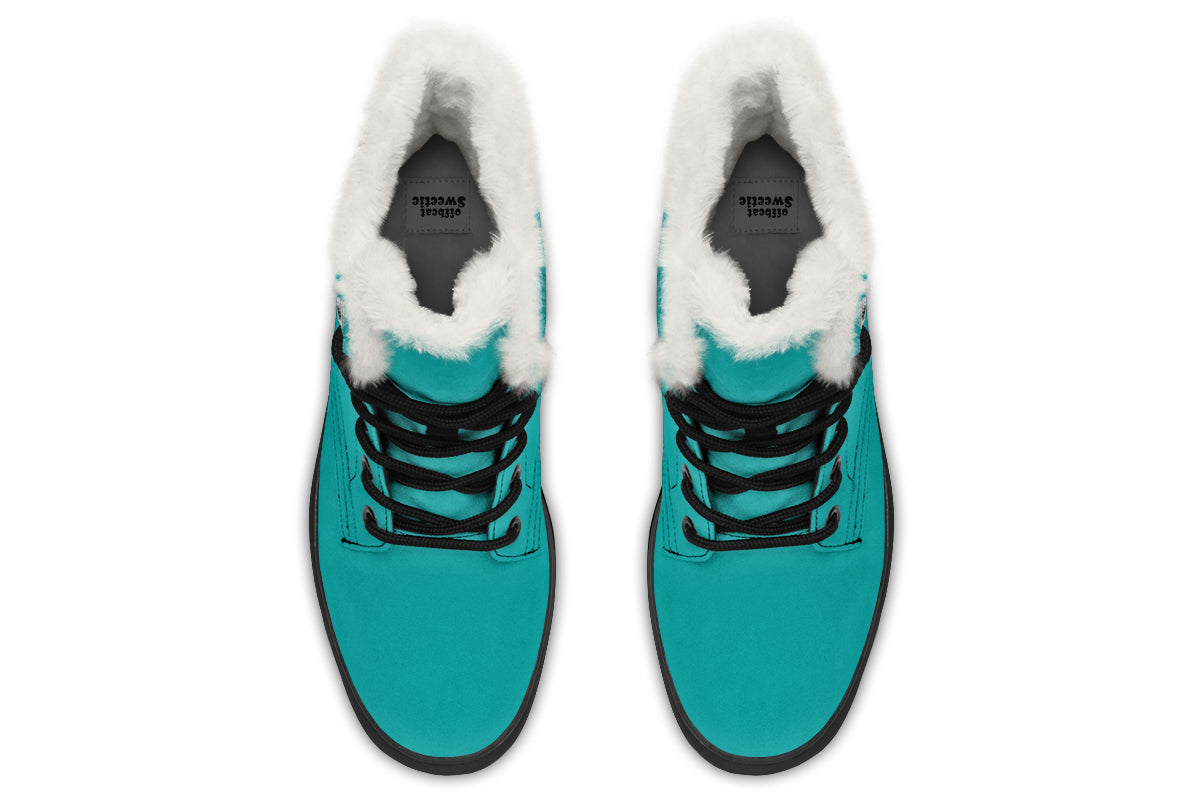Pennyroyal Teal Faux Fur Boots - Offbeat Sweetie