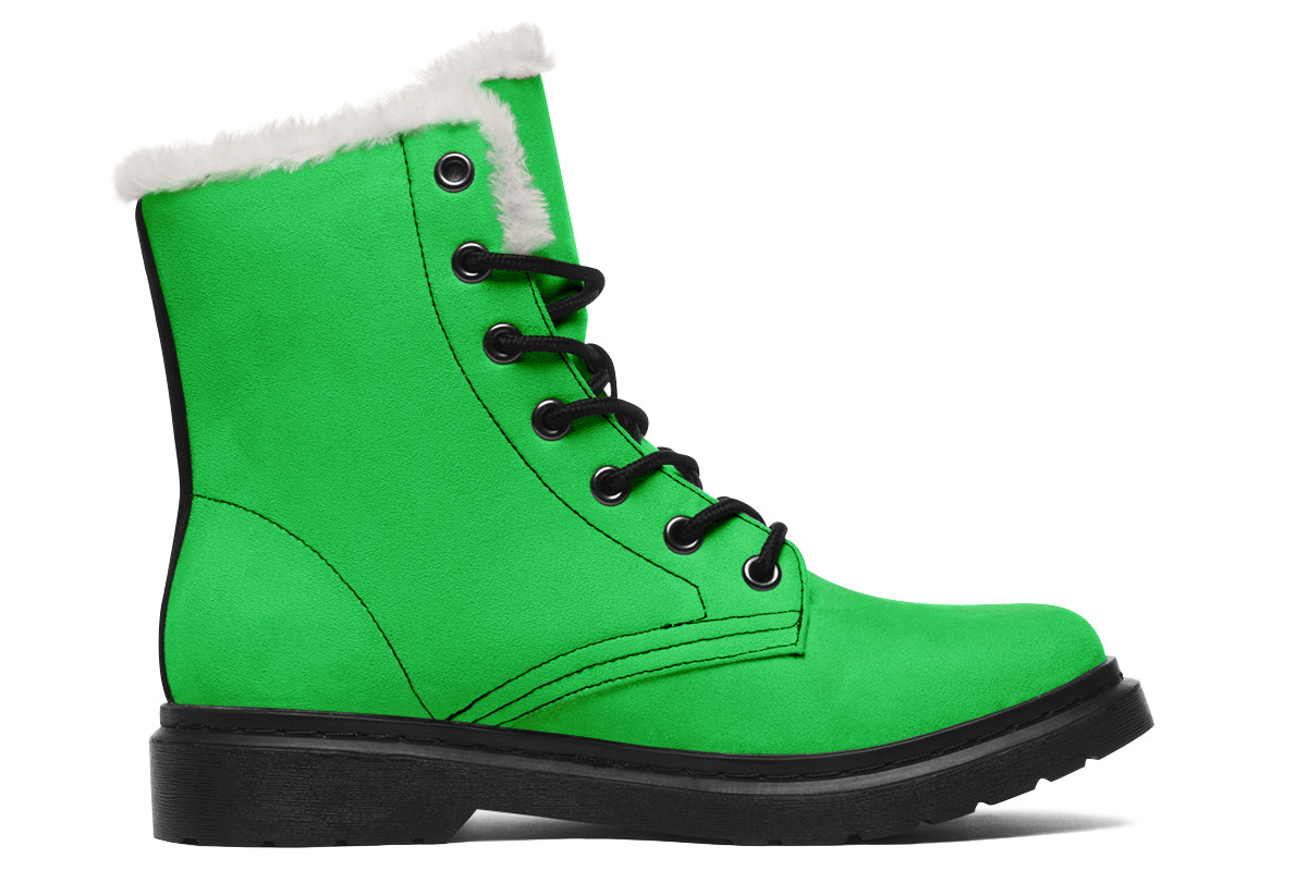 Pink And Green Mismatch Faux Fur Boots