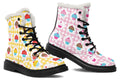 Pink And Yellow Mismatch Gingham Cupcakes Faux Fur Boots