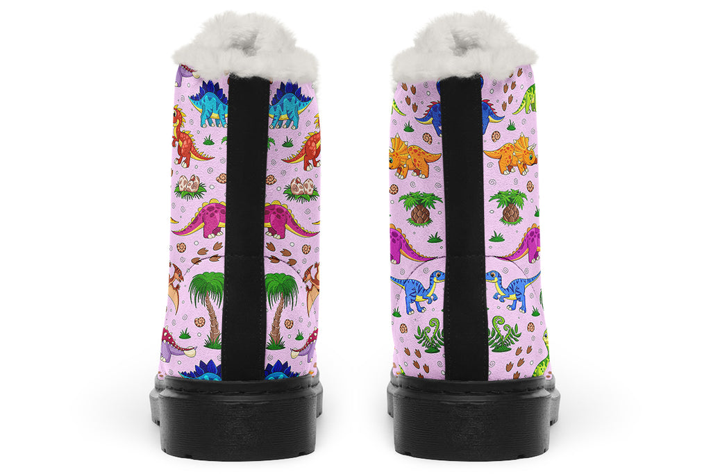 Pink Baby Dinos Faux Fur Boots - Offbeat Sweetie