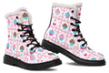 Pink Gingham Cupcakes Faux Fur Boots