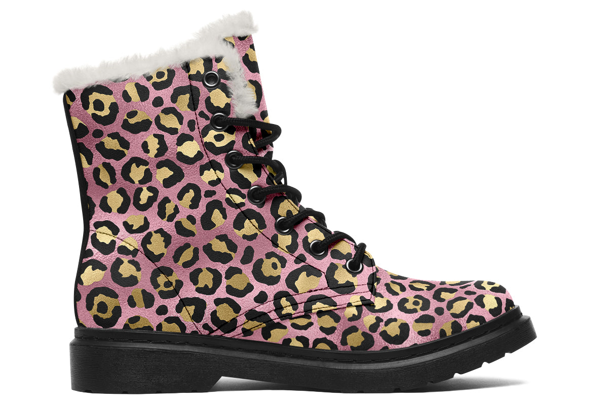 Pink Leopard Faux Fur Boots - Offbeat Sweetie